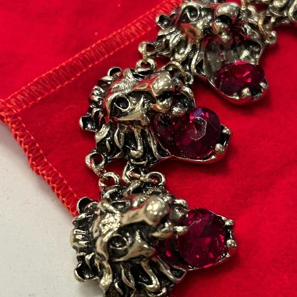 Kenneth Jay Lane Runway Red and Gold Lion Bracelet - Picture 10 of 15